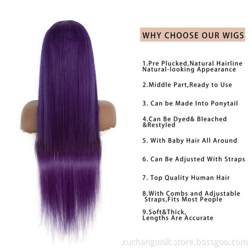Uniky Silky Straight 13x4 T Part Transparent Lace Front Wig Color Pre Plucked Long Human Hair Swiss Lace Wigs for Black Women
